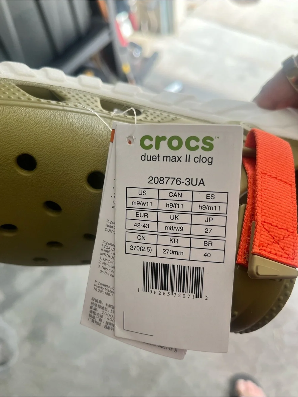 CROCS Duet Max II Clog - Green with Orange Strap